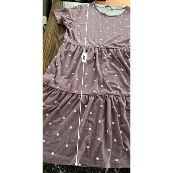 Raglan Dress Burgundy with white polka dot Women’s size XL Swing Comfy Tiered - Picture 11 of 16